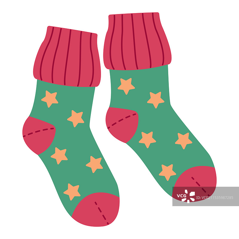 手绘平面风格的星星暖袜图片素材