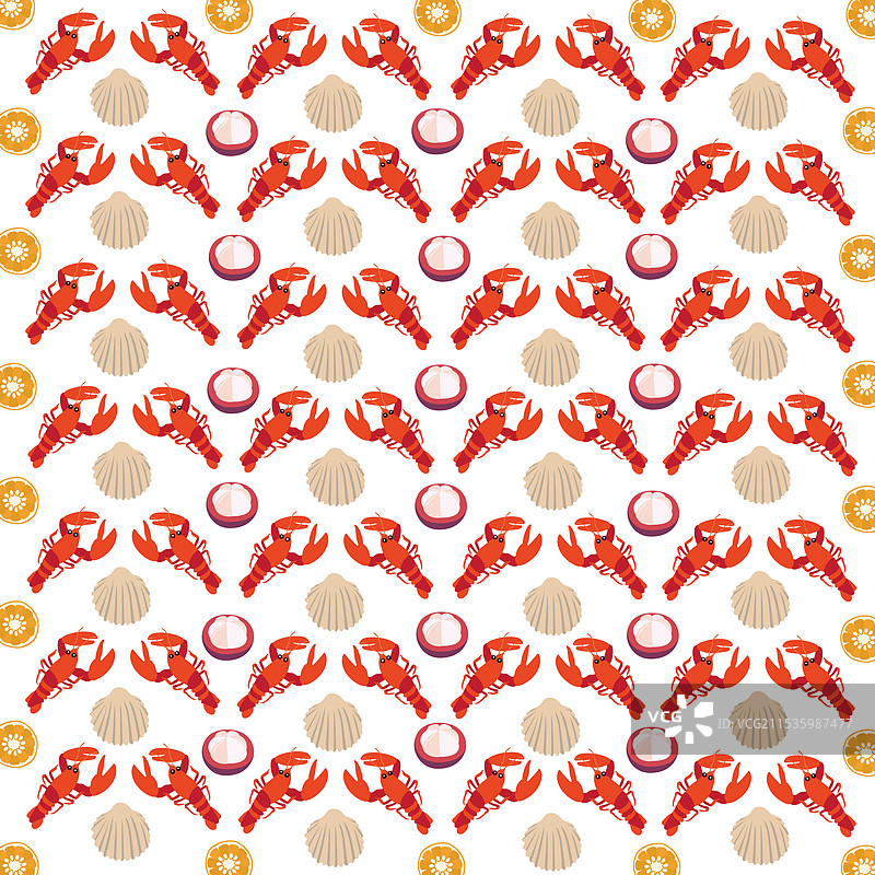 龙虾贝类与水果图案图片素材