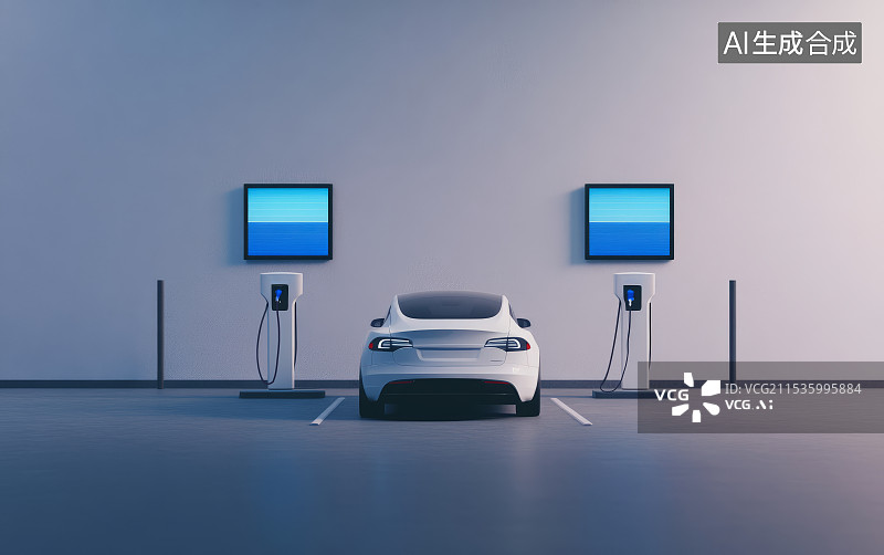 【AI数字艺术】有液晶屏的充电桩换电站图片素材