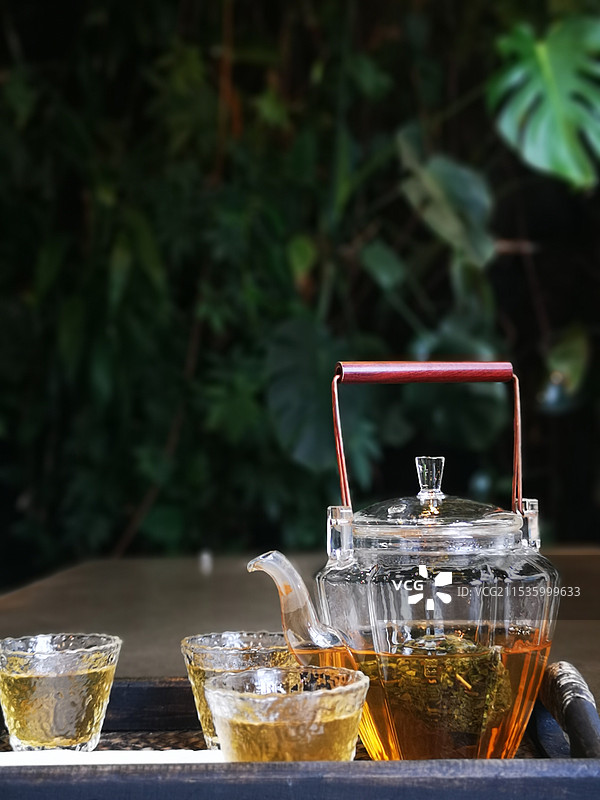 桌上茶的特写镜头图片素材