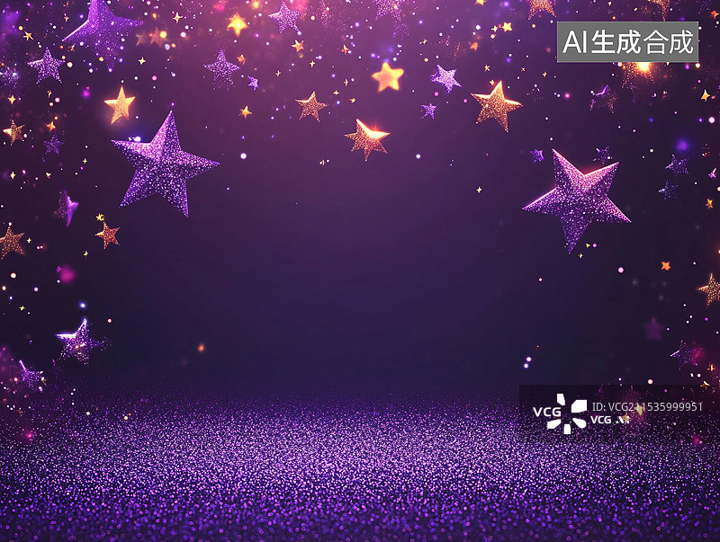 【AI数字艺术】紫色的地面金色颗粒的点缀，充满活力和神秘感的浪漫唯美意境，金色也象征着财富、辉煌，神秘又高贵图片素材