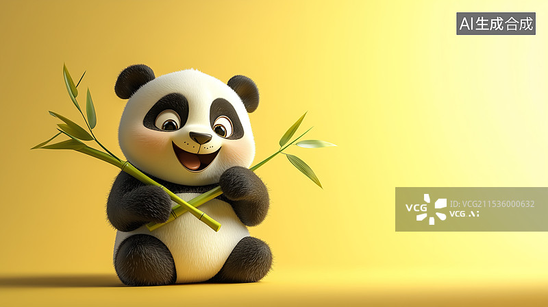 【AI数字艺术】3D可爱卡通熊猫背景图片素材