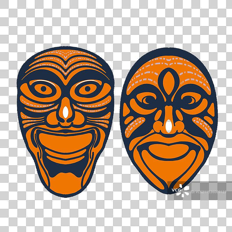免扣脸谱面具插图文化艺术图片素材