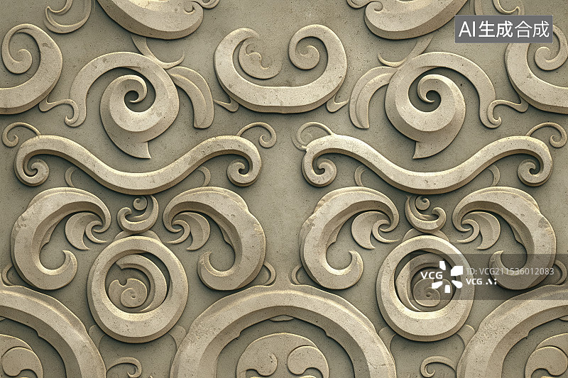 【AI数字艺术】中式花纹，石雕艺术图片素材