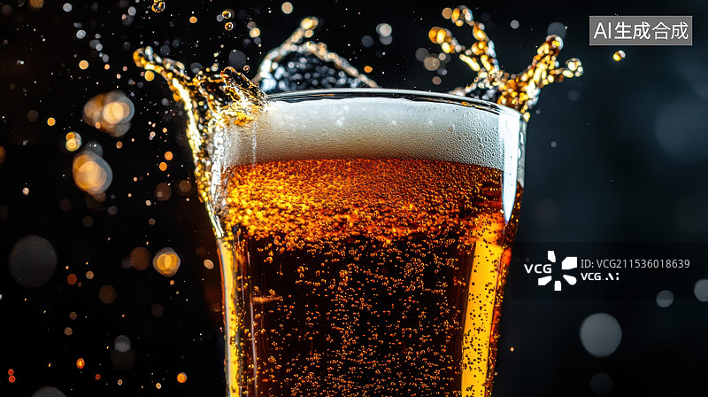 【AI数字艺术】啤酒杯特写图片素材