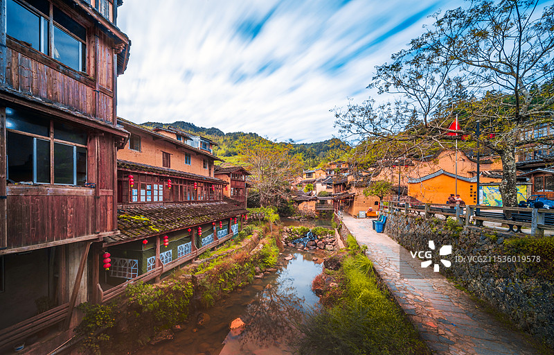 福建宁龙潭古镇龙潭村-秋天的风光图片素材