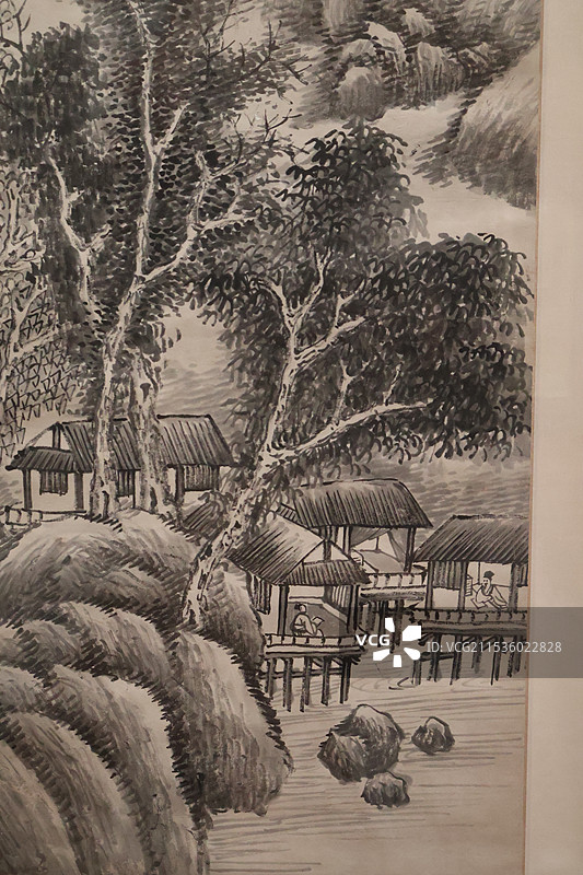 海南省博物馆澹如 水榭书声图轴图片素材