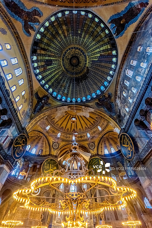 土耳其伊斯坦布尔圣索菲亚大教堂内景图片素材