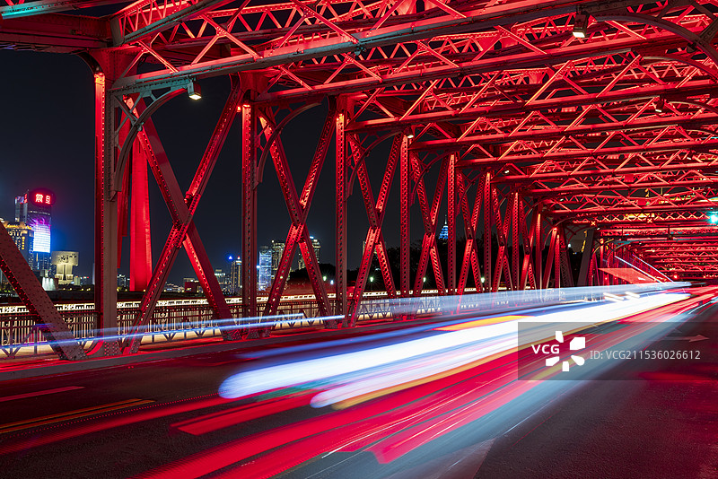 上海外白渡桥车流夜景图片素材