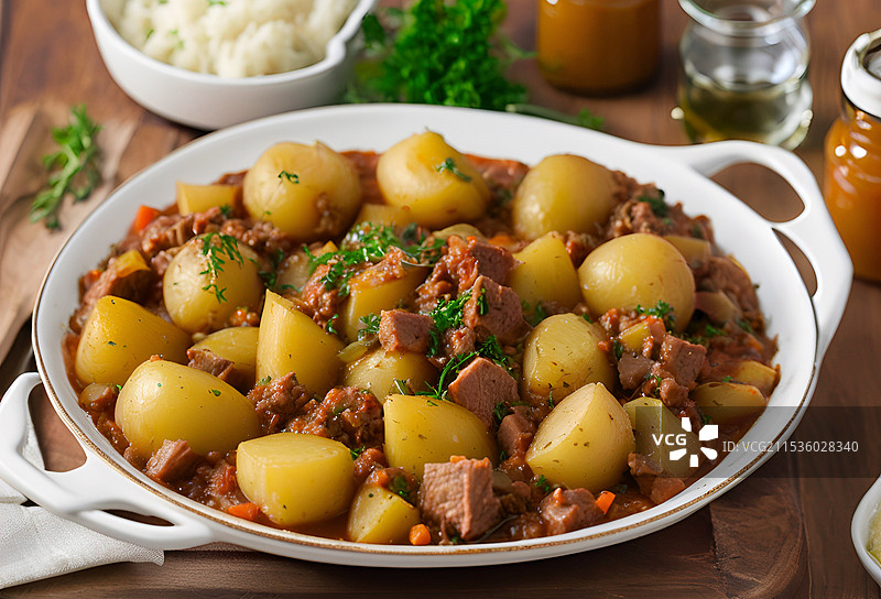 土豆烧牛肉特写图片素材
