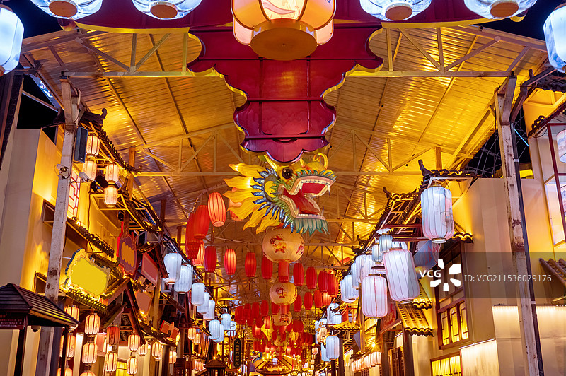 悬挂在屋顶的巨龙图片素材