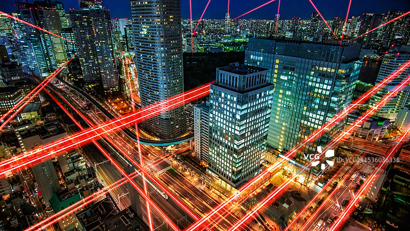 5G - 第五代移动通信系统和远程办公智能城市网络图片素材