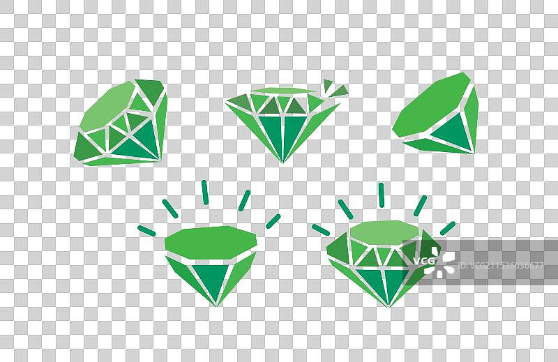 绿色宝石钻石图标，背景为白色图片素材