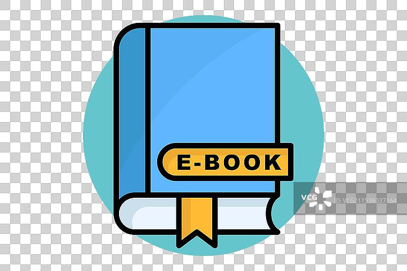 与在线相关的电子书彩色轮廓图标图片素材