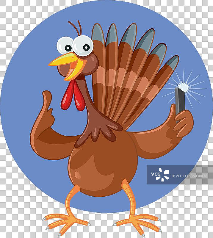 搞笑的火鸡用手机自拍图片素材