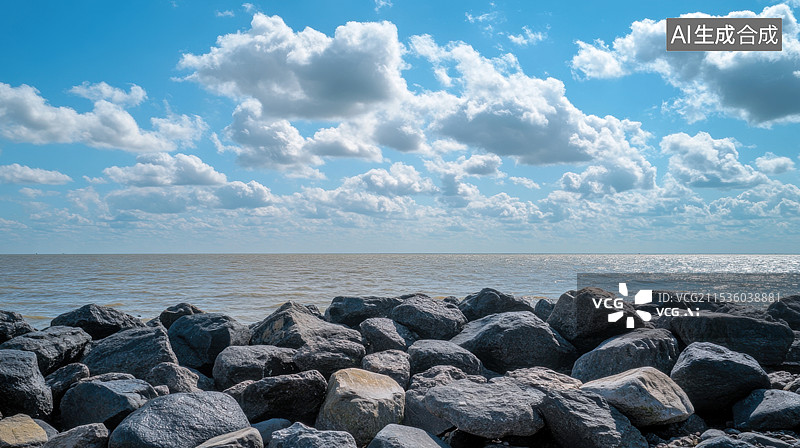 【AI数字艺术】海边鹅卵石图片素材