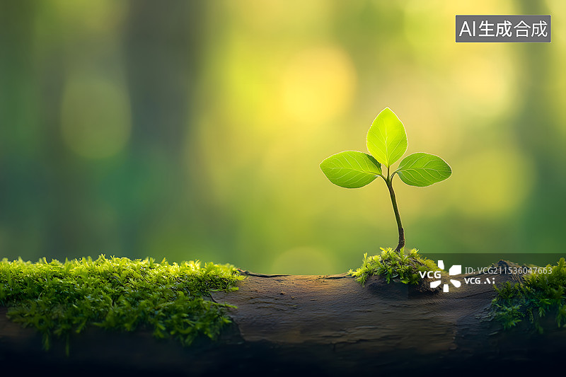 【AI数字艺术】发芽的植物节气春日背景图图片素材