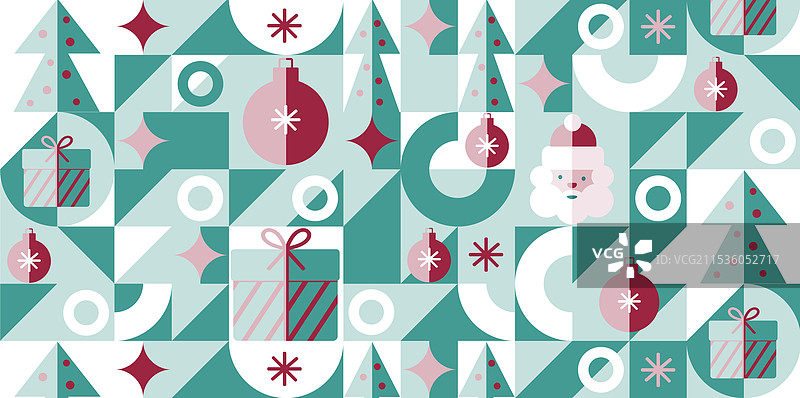 圣诞节抽象几何背景，采用包豪斯风格图片素材