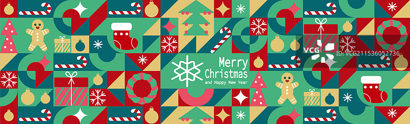 圣诞节抽象几何背景，包豪斯风格图片素材