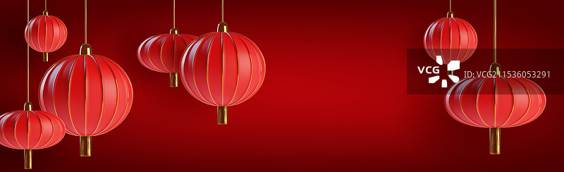 亚洲节日，红色背景配纸灯笼图片素材