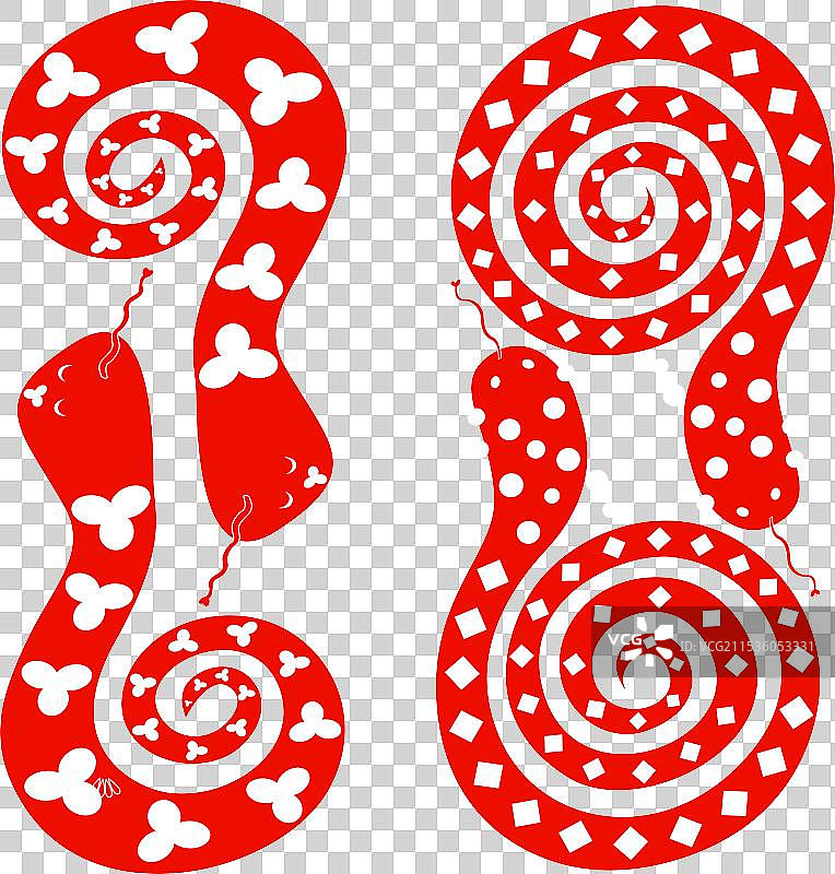 2025春节蛇年剪纸风免抠生肖装饰画图片素材