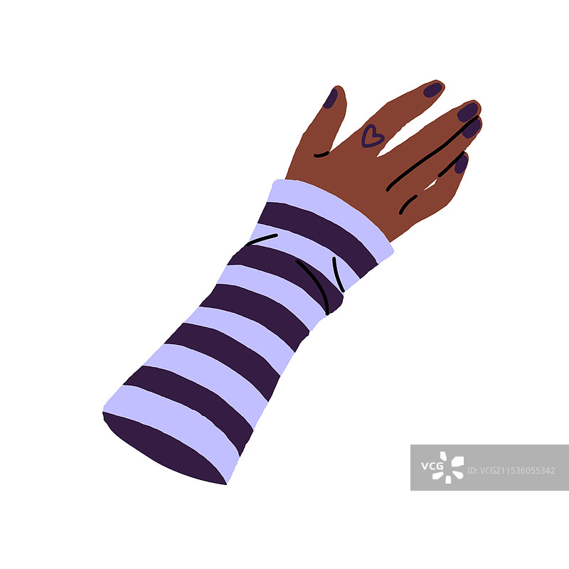 非洲女性手部特写，带有可爱的纹身图片素材