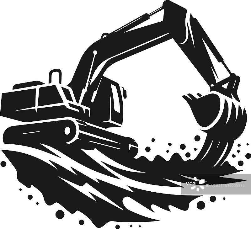 黑色挖掘机的建筑机械标志图片素材