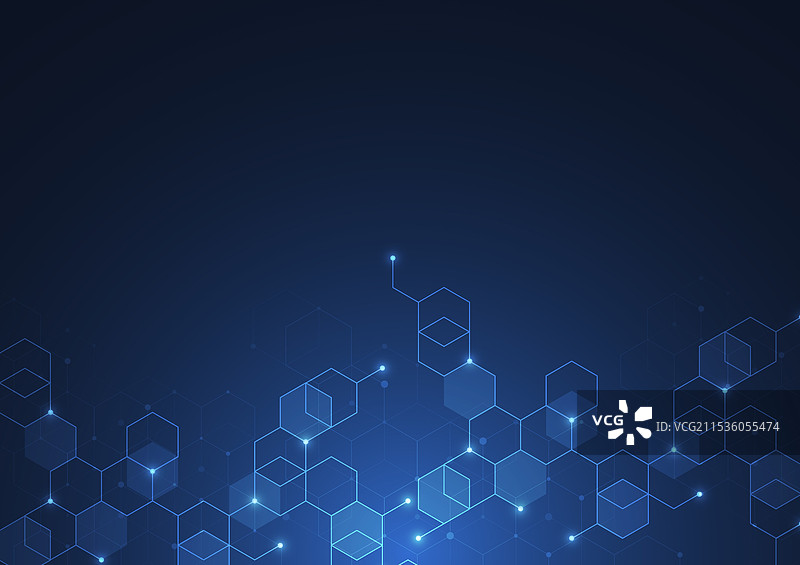 抽象科技蓝色六边形图案图片素材