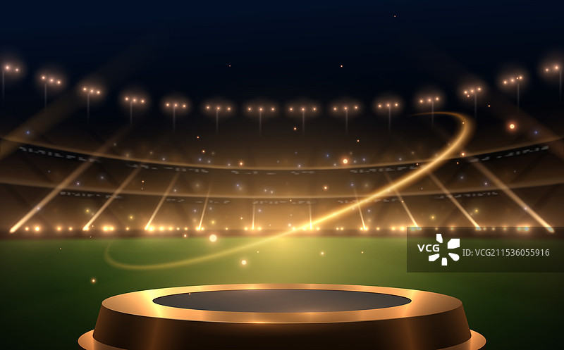 体育场内设有舞台和灯光效果图片素材