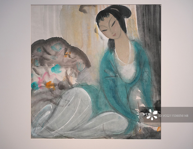 绿衣仕女，林风眠，现代艺术之路林风眠与吴冠中画展，清华大学艺术博物馆图片素材