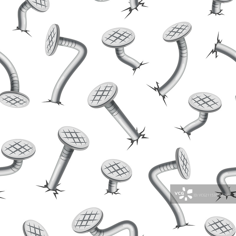 铁制弯曲钉头无缝图案重复排列图片素材