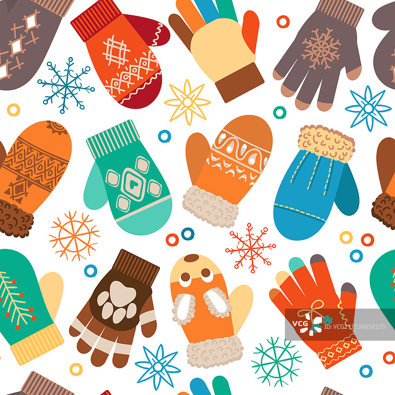 卡通手套和手套的无缝图案图片素材