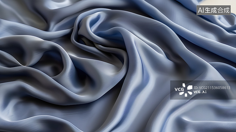 【AI数字艺术】柔软的银灰色丝绸布料质地布匹材质图片素材