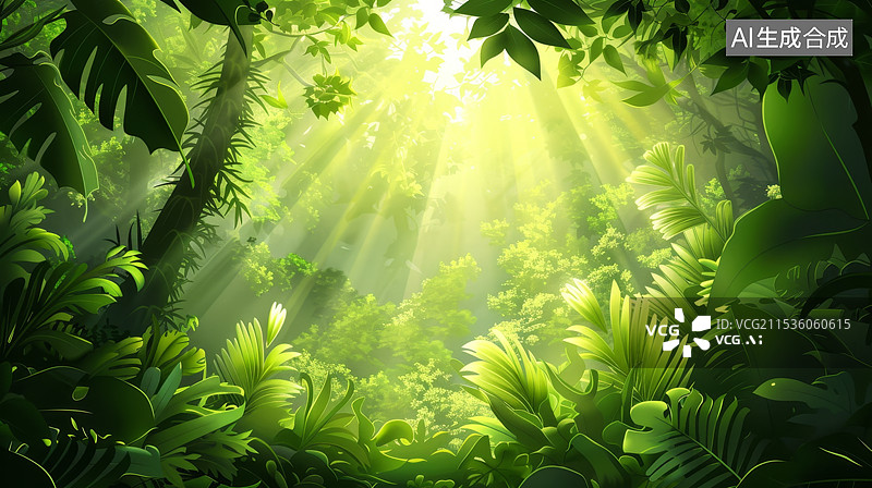 【AI数字艺术】森林里生长的树木图片素材