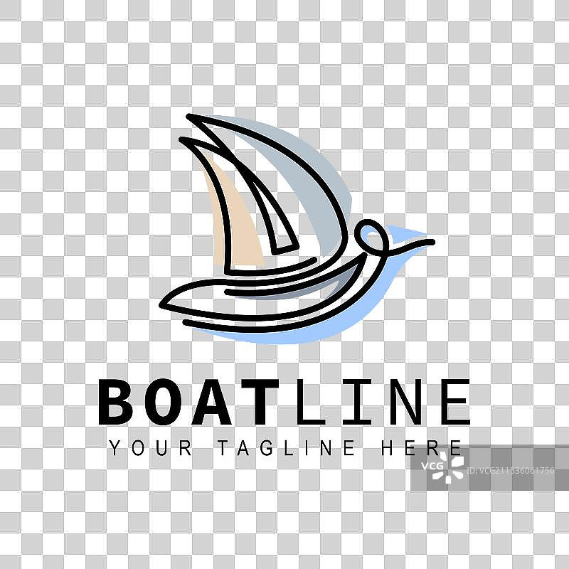 连续的一笔画帆船logo图片素材