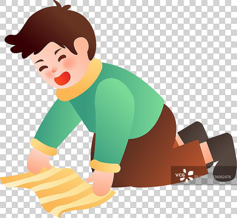 年俗文化 腊月二十四掸尘扫房子 插画图片素材