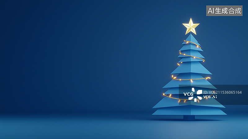 【AI数字艺术】圣诞节主题蓝色背景——圣诞树图片素材