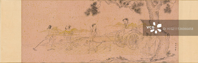 古代绘画，明代，吴伟，问津图卷图片素材