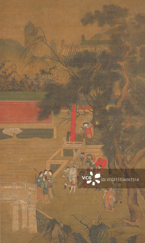 中国古代讽刺绘画，明皇斗鸡图图片素材