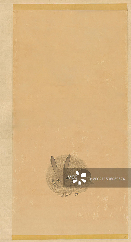 古代绘画，弘历，仿沈周月兔图轴图片素材