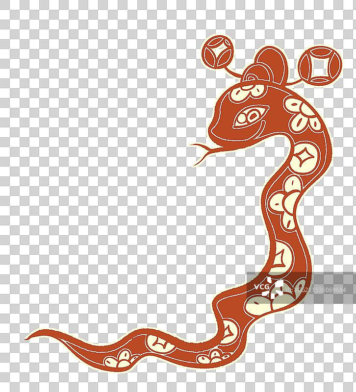 剪纸十二生肖之巳蛇元素图片素材