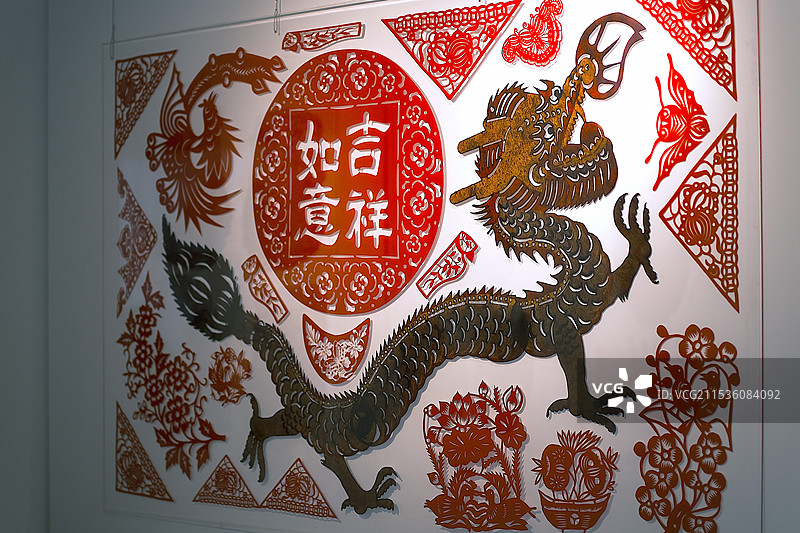 中国春节剪纸/皮影 吉祥如意 天官赐福图片素材