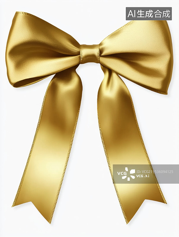 【AI数字艺术】金色高级感蝴蝶结丝带节日礼物装饰盒子包装元素图片素材