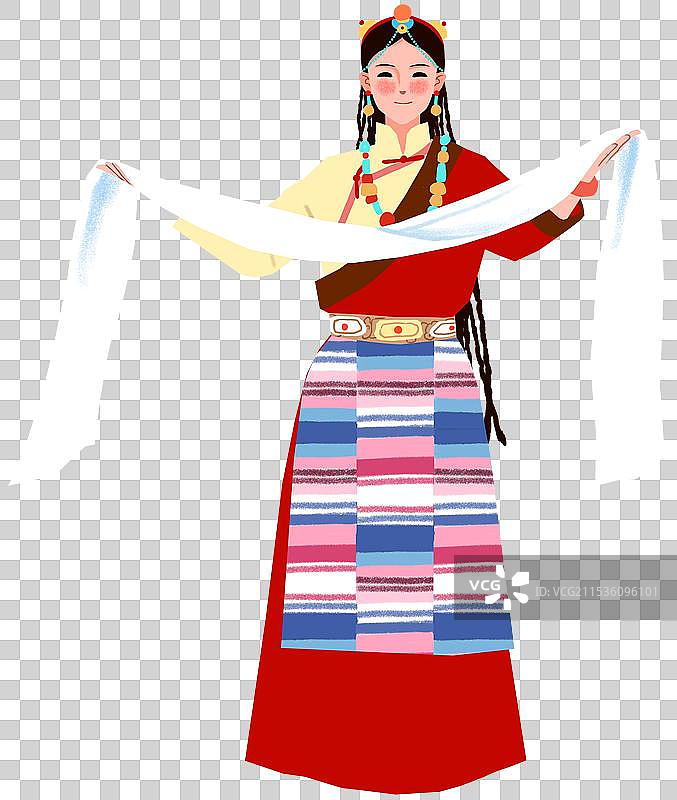 藏族女子献哈达图片素材
