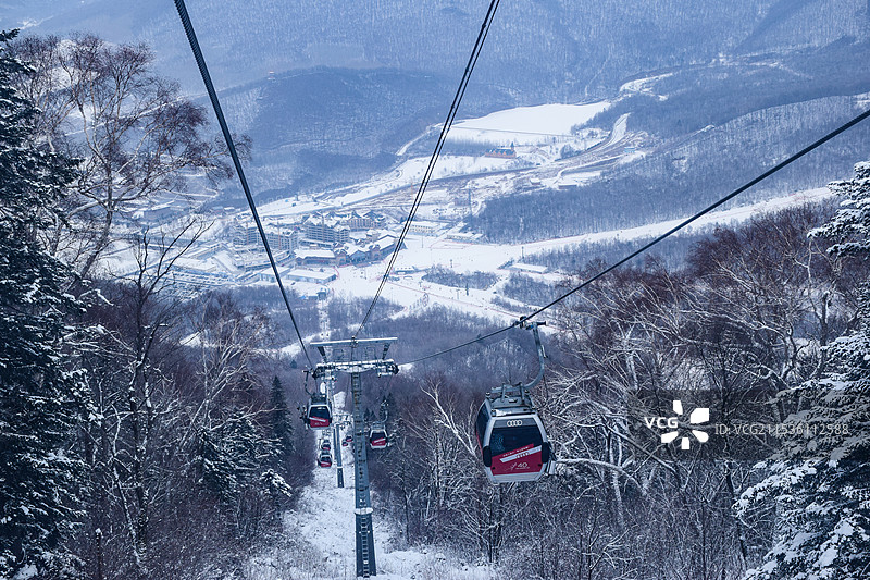 吉林北大湖滑雪度假区滑雪缆车索道图片素材