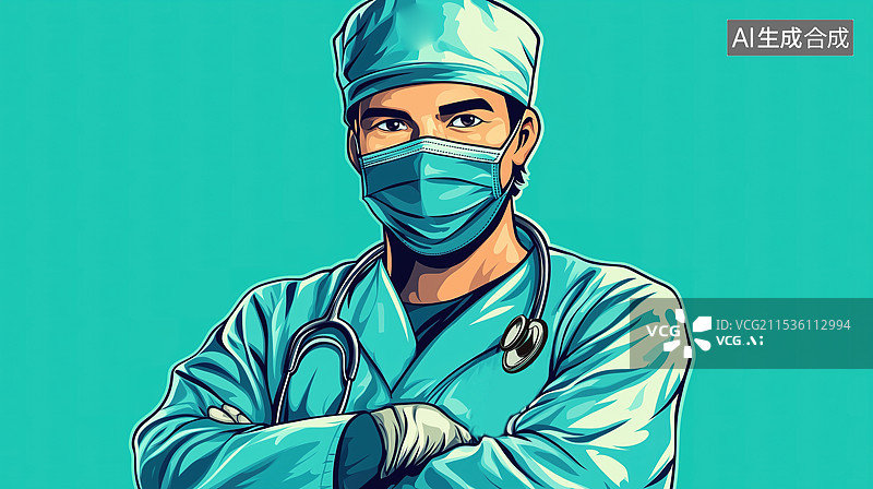 【AI数字艺术】医生插画图片素材