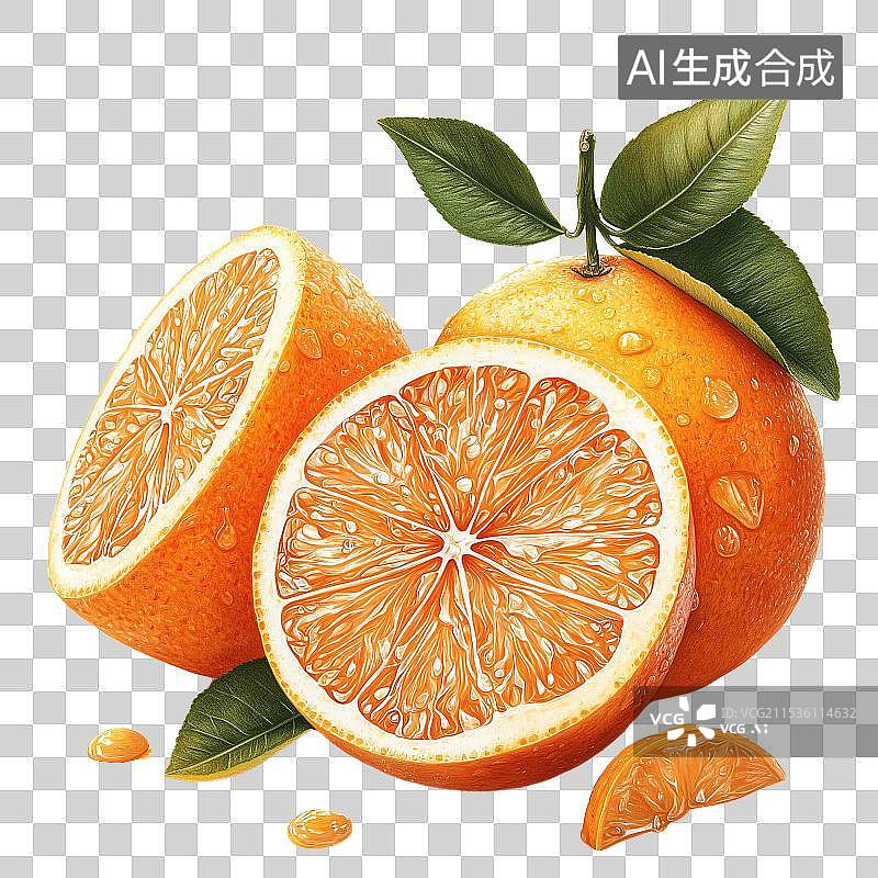 【AI数字艺术】超写实彩铅柑橘免扣图，精准呈现柑橘色泽纹理，质感真实，如静物写生，散发果香，尽显自然艺术之美。图片素材