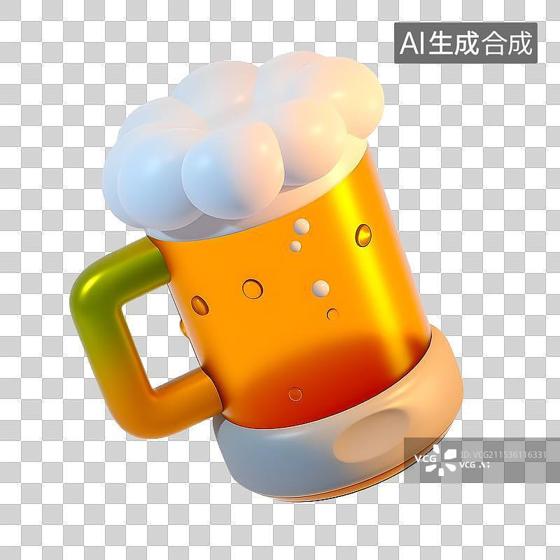 【AI数字艺术】一杯冒着白色泡沫的啤酒图片素材