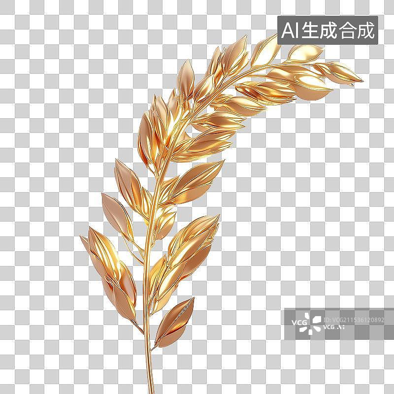 【AI数字艺术】3D金色免抠元素麦穗图片素材