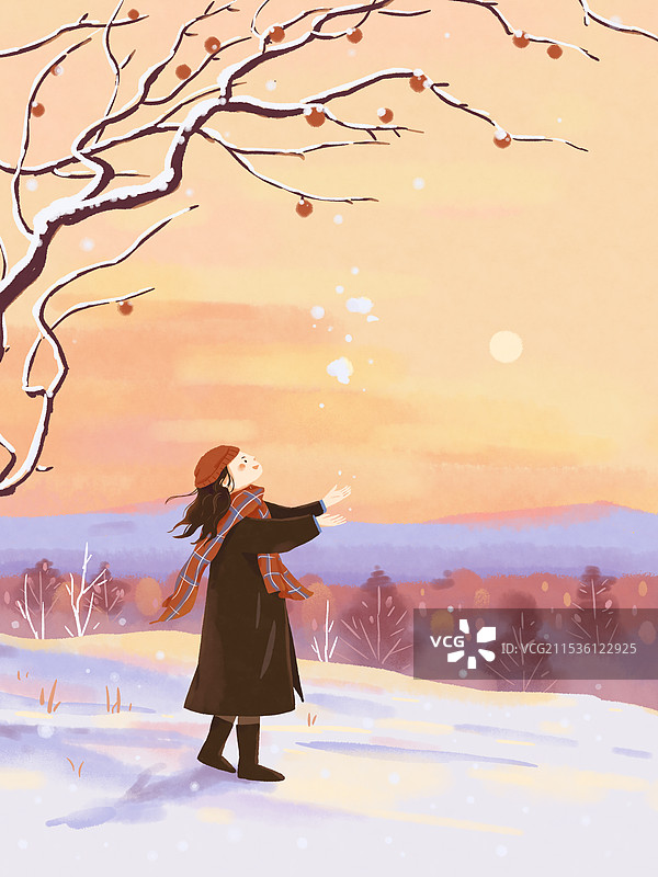 冬天人物场景插画图片素材